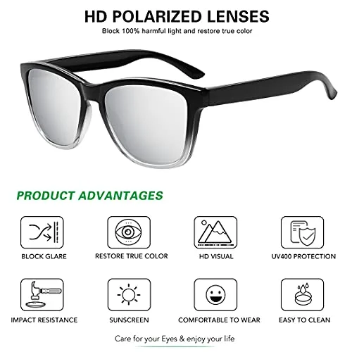 MEETSUN Polarized Sunglasses for Women Men Classic Retro UV Protection Silver Mirrored Lens