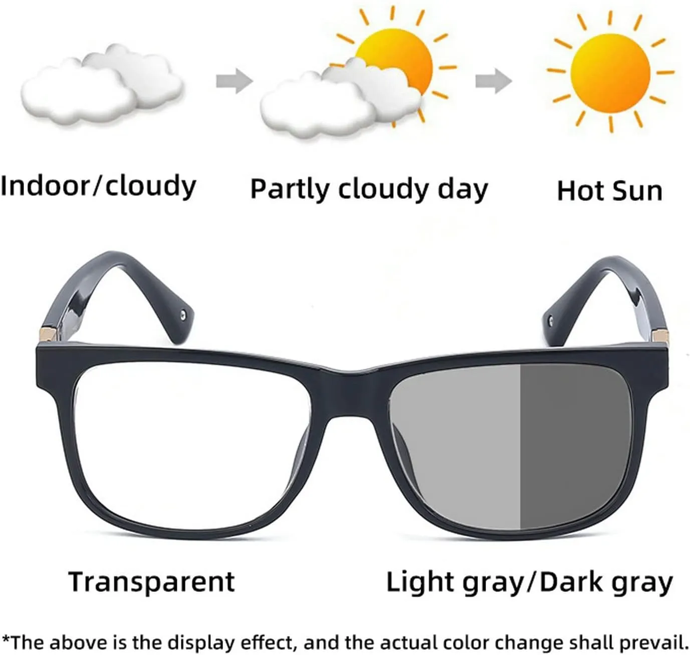 Melrose/square men's transitional sunglasses, photochromic outdoor driving reader women UV400