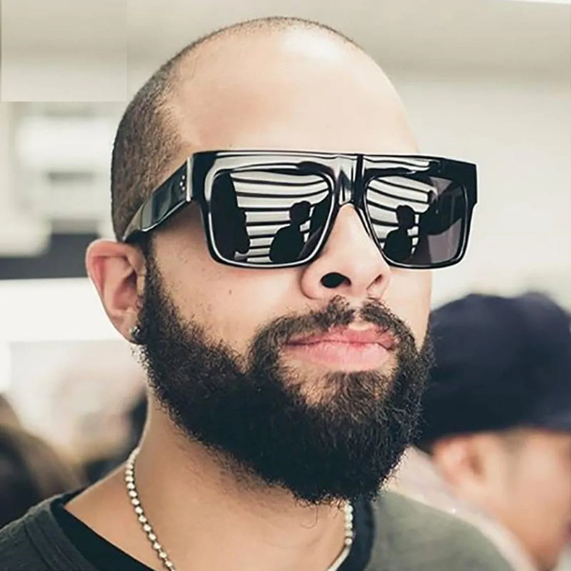 Men Flat Top Super-square Sunglasses