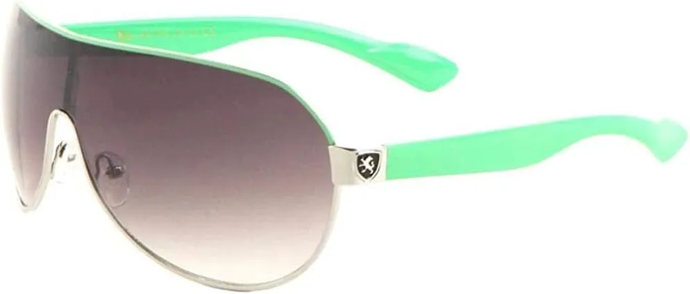 Men's Flat Top Sport Shied Aviator Sunglasses - Multiple Colors, Green, Large