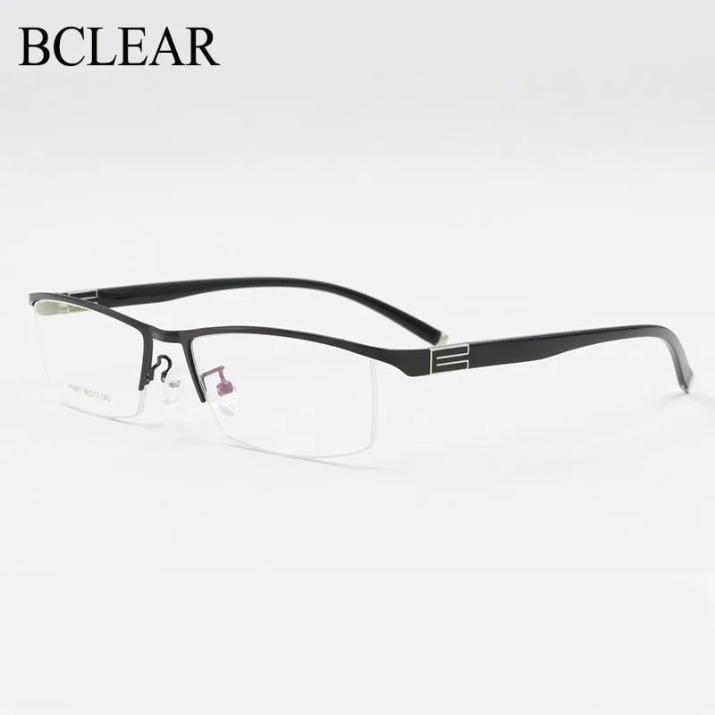 Men's Semi Rim Square Titanium Alloy Eyeglasses P9963