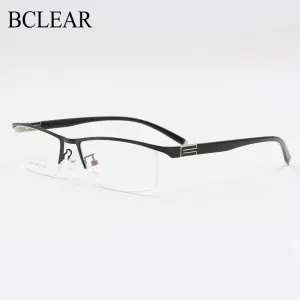 Men's Semi Rim Square Titanium Alloy Eyeglasses P9963