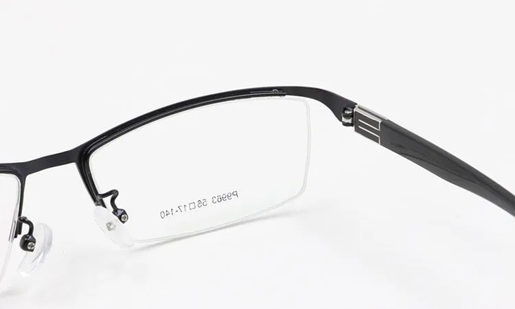 Men's Semi Rim Square Titanium Alloy Eyeglasses P9963