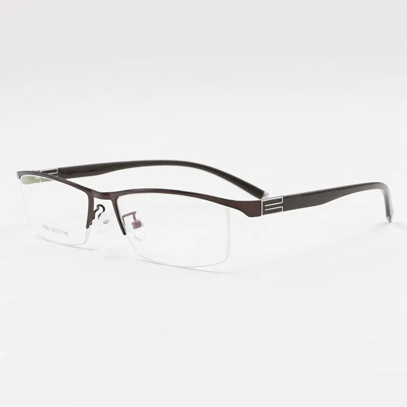 Men's Semi Rim Square Titanium Alloy Eyeglasses P9963