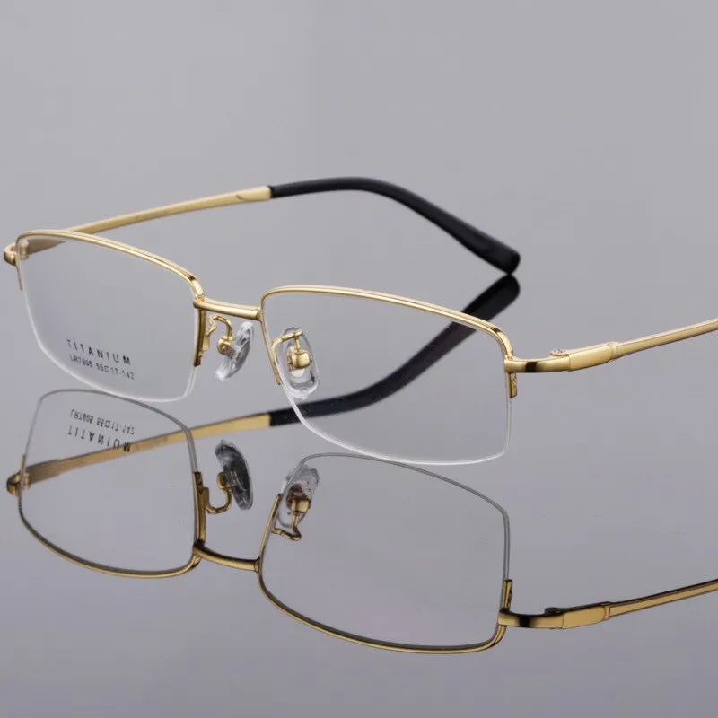 Men's Semi Rim Square Titanium Frame Eyeglasses Lb7805