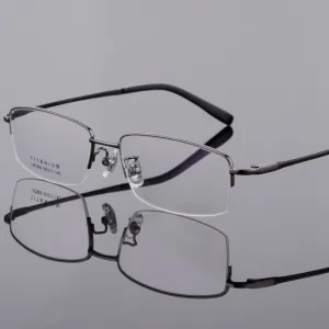 Men's Semi Rim Square Titanium Frame Eyeglasses Lb7805