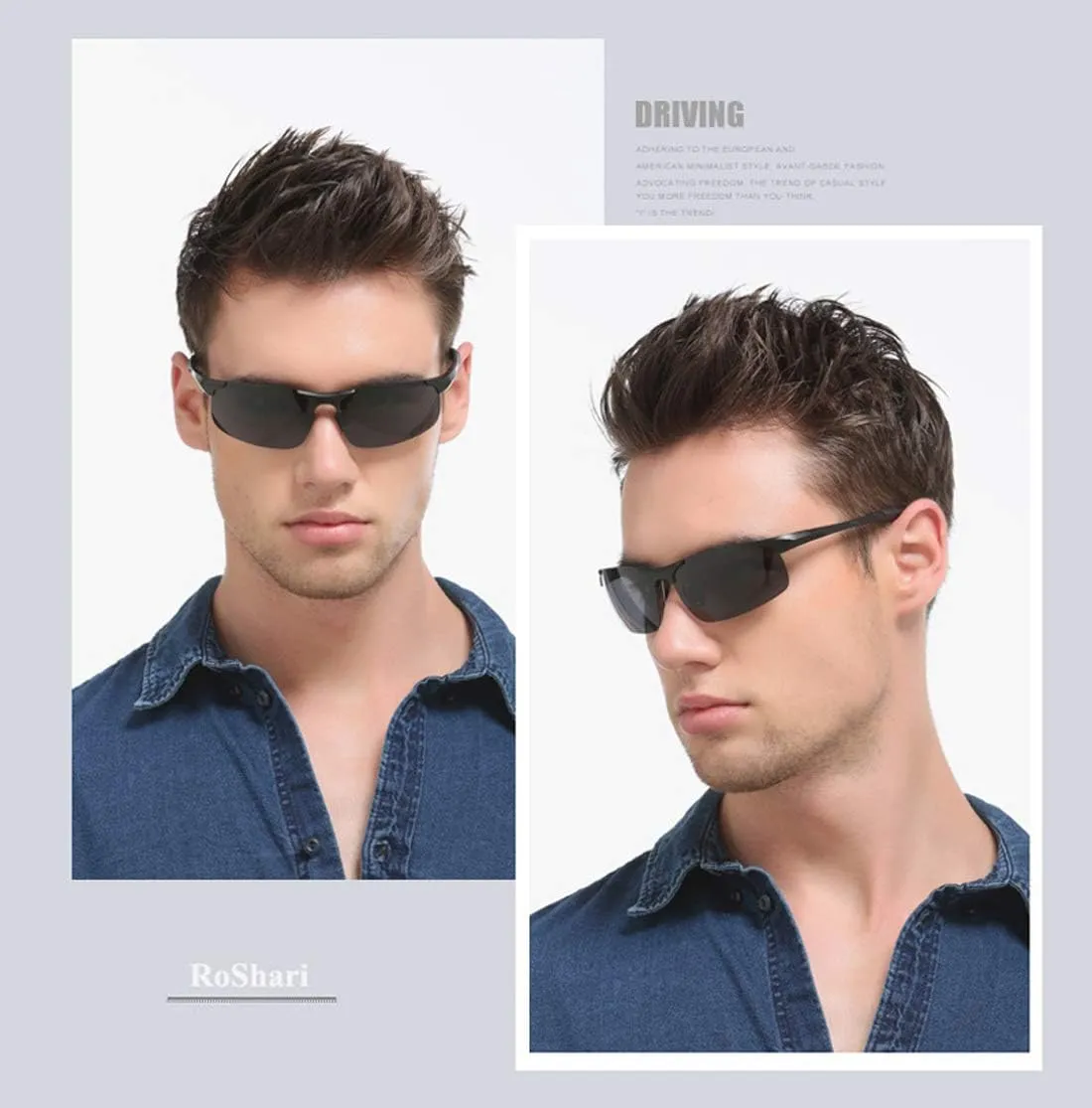 Mens Sports Polarized Sunglasses UV Protection Fashion Sunglasses for Men Fishing Driving Al-Mg Frame Ultra Light