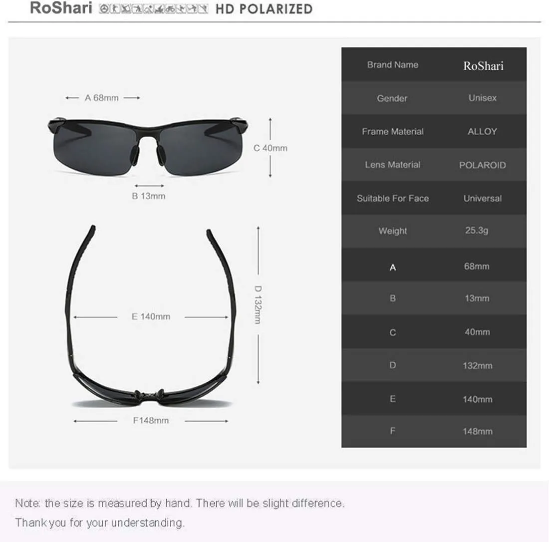 Mens Sports Polarized Sunglasses UV Protection Fashion Sunglasses for Men Fishing Driving Al-Mg Frame Ultra Light