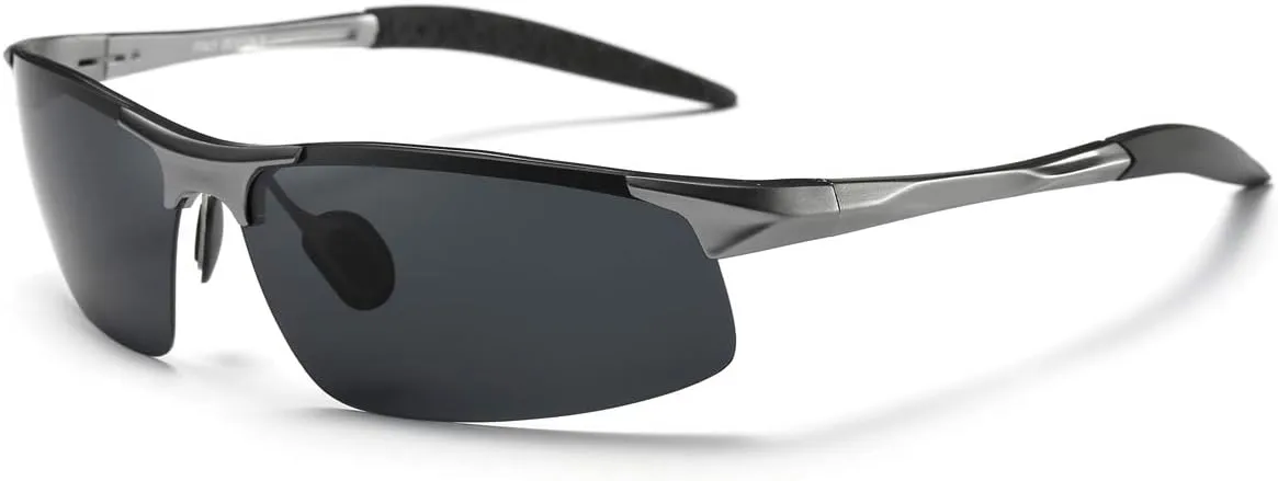 Mens Sports Polarized Sunglasses UV Protection Fashion Sunglasses for Men Fishing Driving Al-Mg Frame Ultra Light