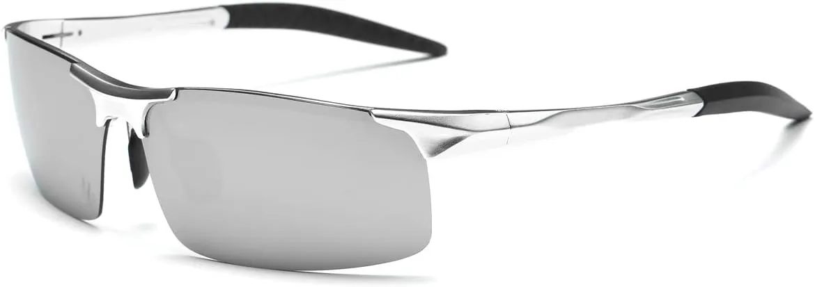Mens Sports Polarized Sunglasses UV Protection Fashion Sunglasses for Men Fishing Driving Al-Mg Frame Ultra Light