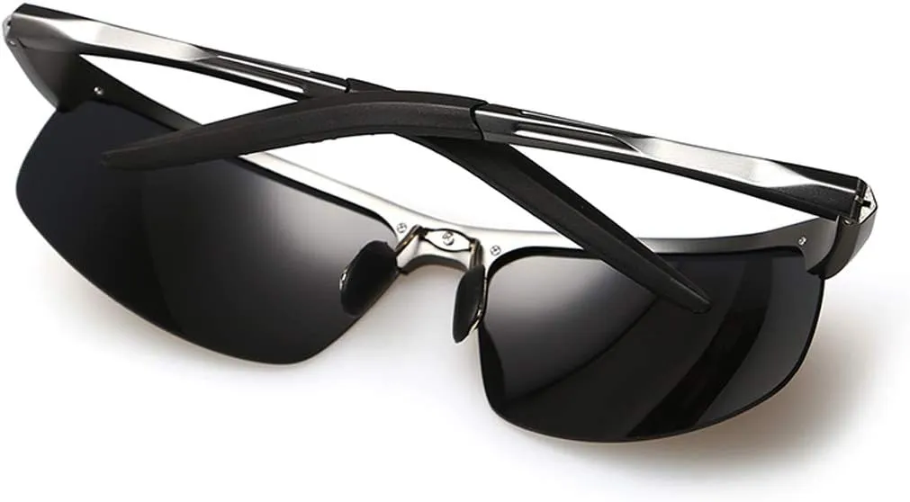 Mens Sports Polarized Sunglasses UV Protection Fashion Sunglasses for Men Fishing Driving Al-Mg Frame Ultra Light