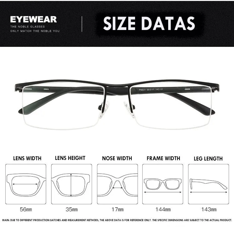 Men's Titanium Alloy Eyeglasses Half Rim Frame P8831
