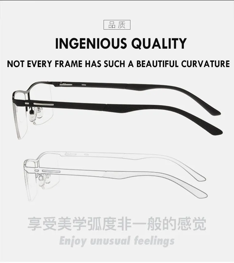 Men's Titanium Alloy Eyeglasses Half Rim Frame P8831