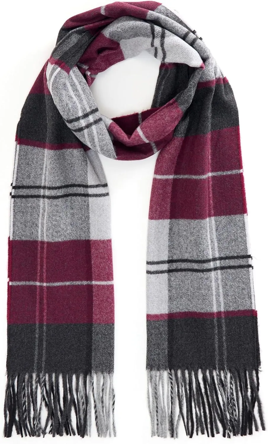 Men's Winter Scarf Warm Long Plaid Classic Tassel Scarf for Women
