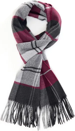 Men's Winter Scarf Warm Long Plaid Classic Tassel Scarf for Women