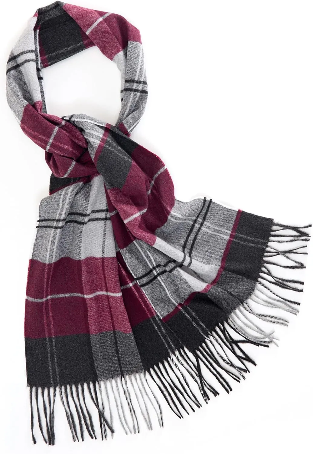 Men's Winter Scarf Warm Long Plaid Classic Tassel Scarf for Women