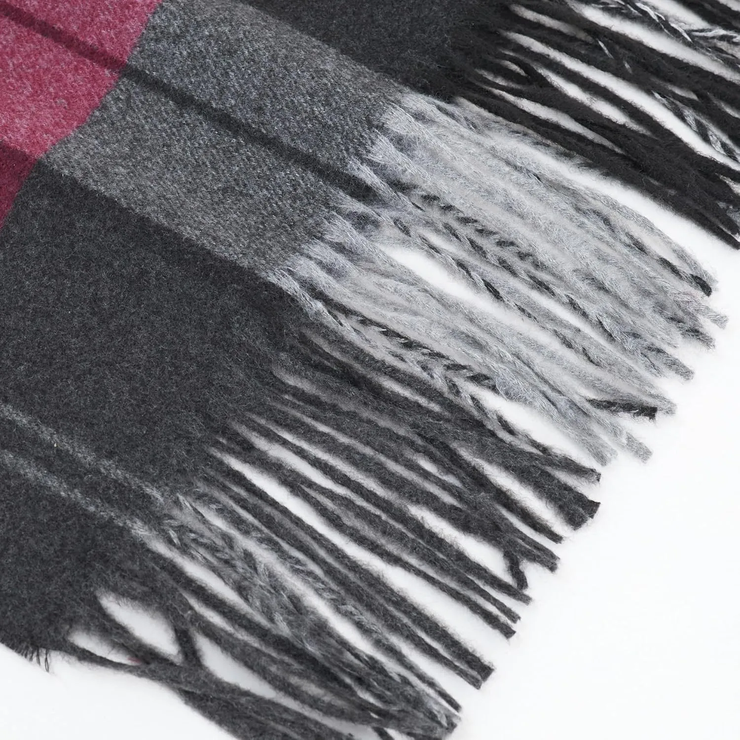 Men's Winter Scarf Warm Long Plaid Classic Tassel Scarf for Women