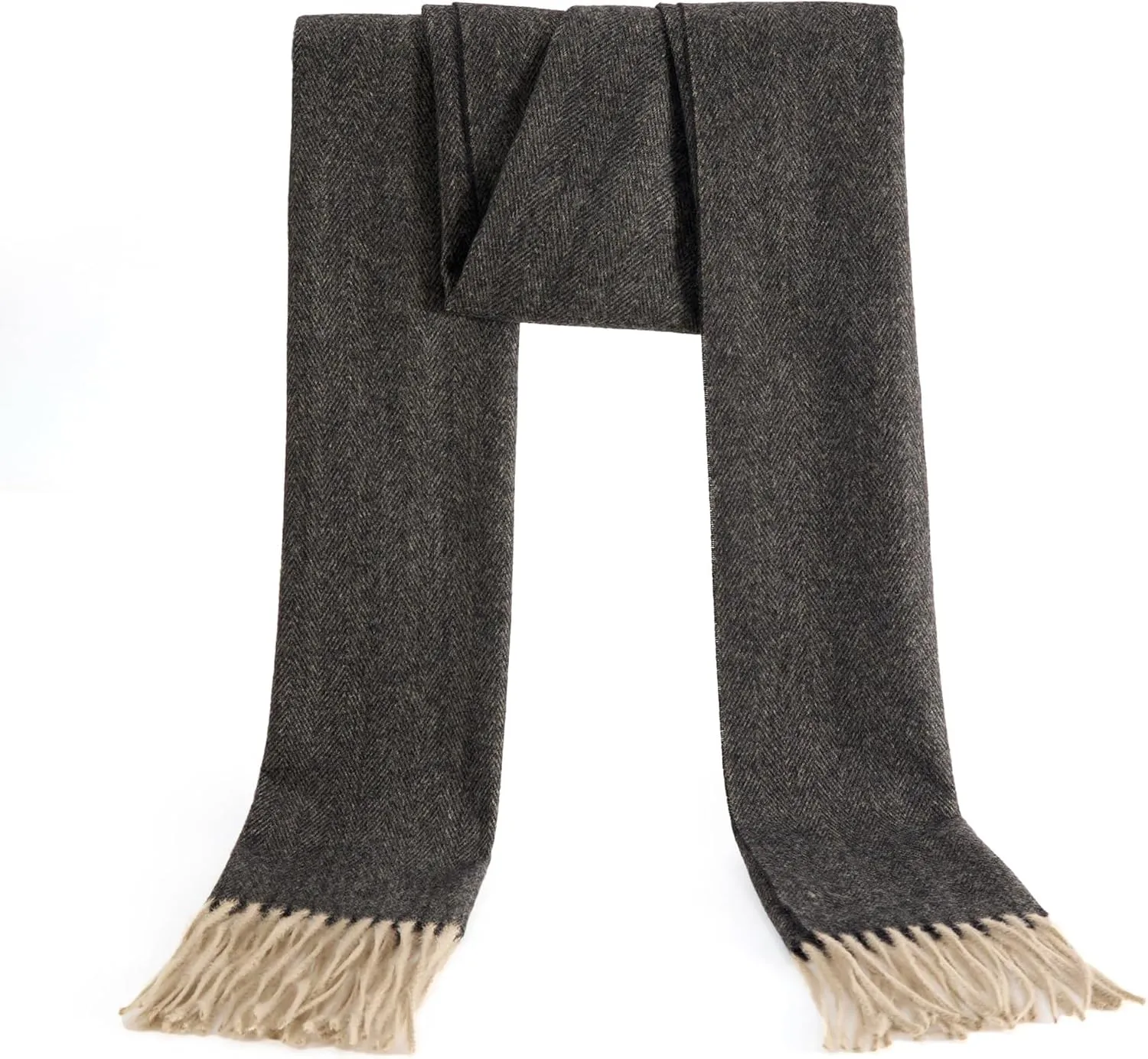 Men's Winter Scarf Warm Long Plaid Classic Tassel Scarf for Women