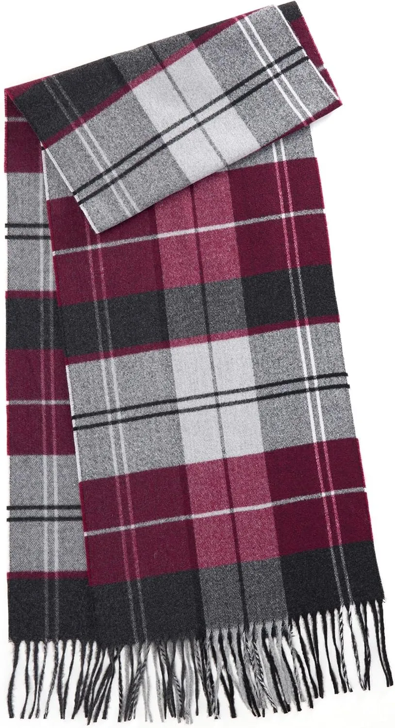 Men's Winter Scarf Warm Long Plaid Classic Tassel Scarf for Women
