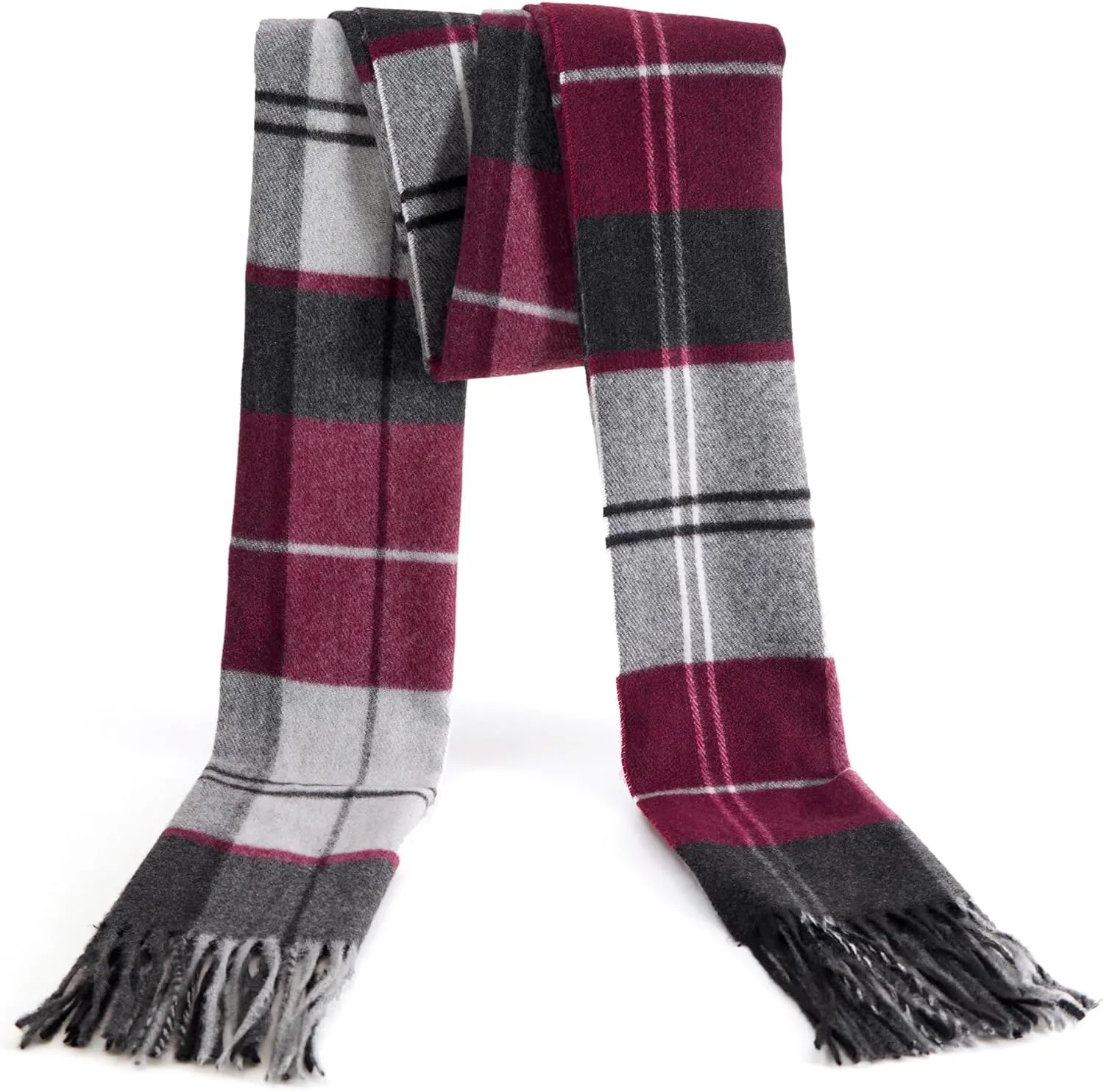 Men's Winter Scarf Warm Long Plaid Classic Tassel Scarf for Women