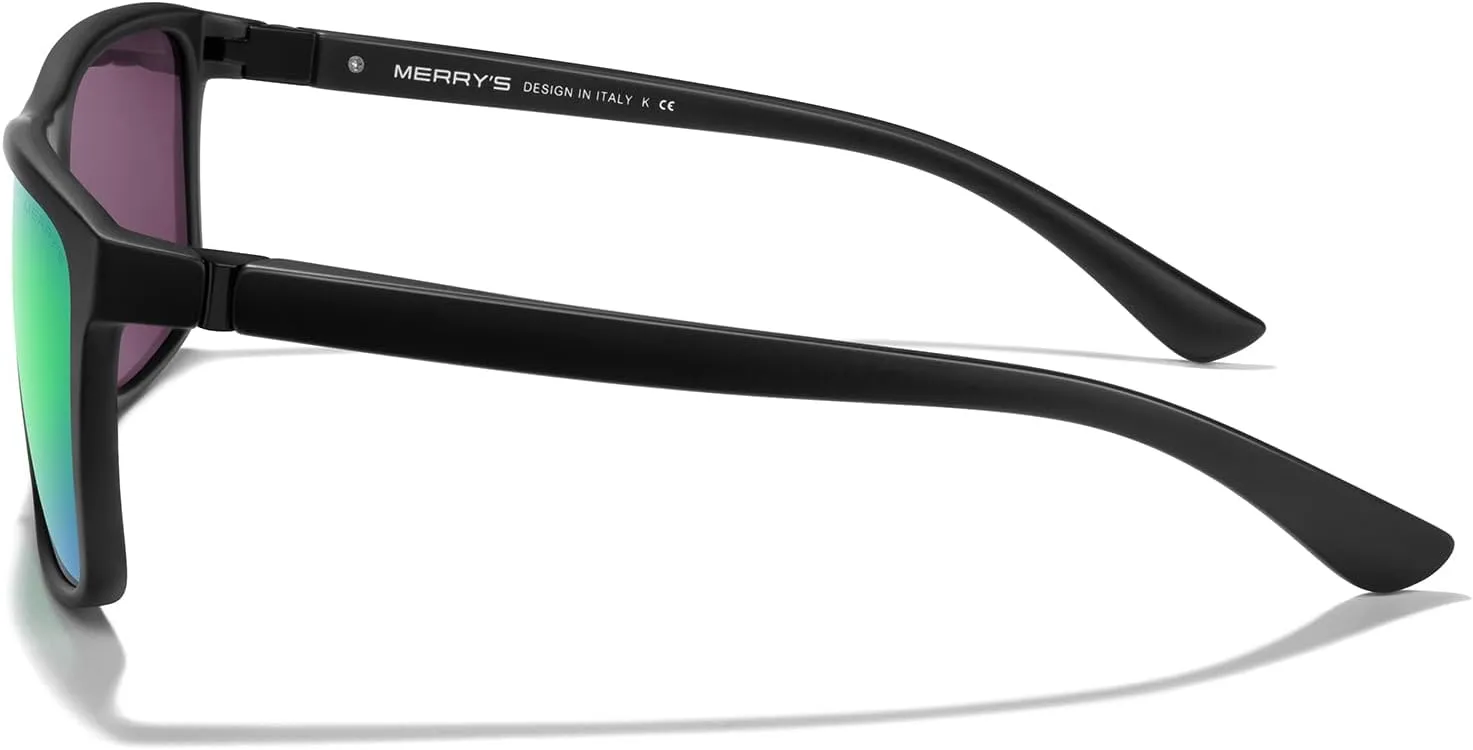 MERRY'S Rectangular Polarized Sports Sunglasses for Men Women Cycling Driving Fishing UV400 Protection S8225