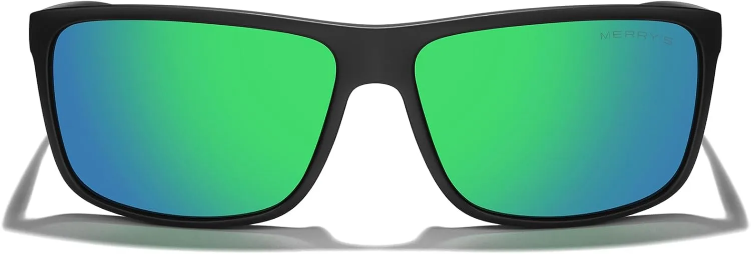 MERRY'S Rectangular Polarized Sports Sunglasses for Men Women Cycling Driving Fishing UV400 Protection S8225