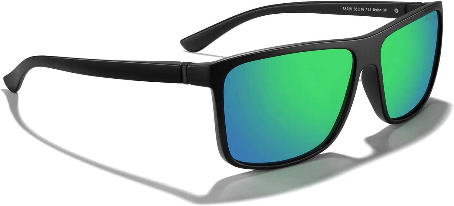 MERRY'S Rectangular Polarized Sports Sunglasses for Men Women Cycling Driving Fishing UV400 Protection S8225