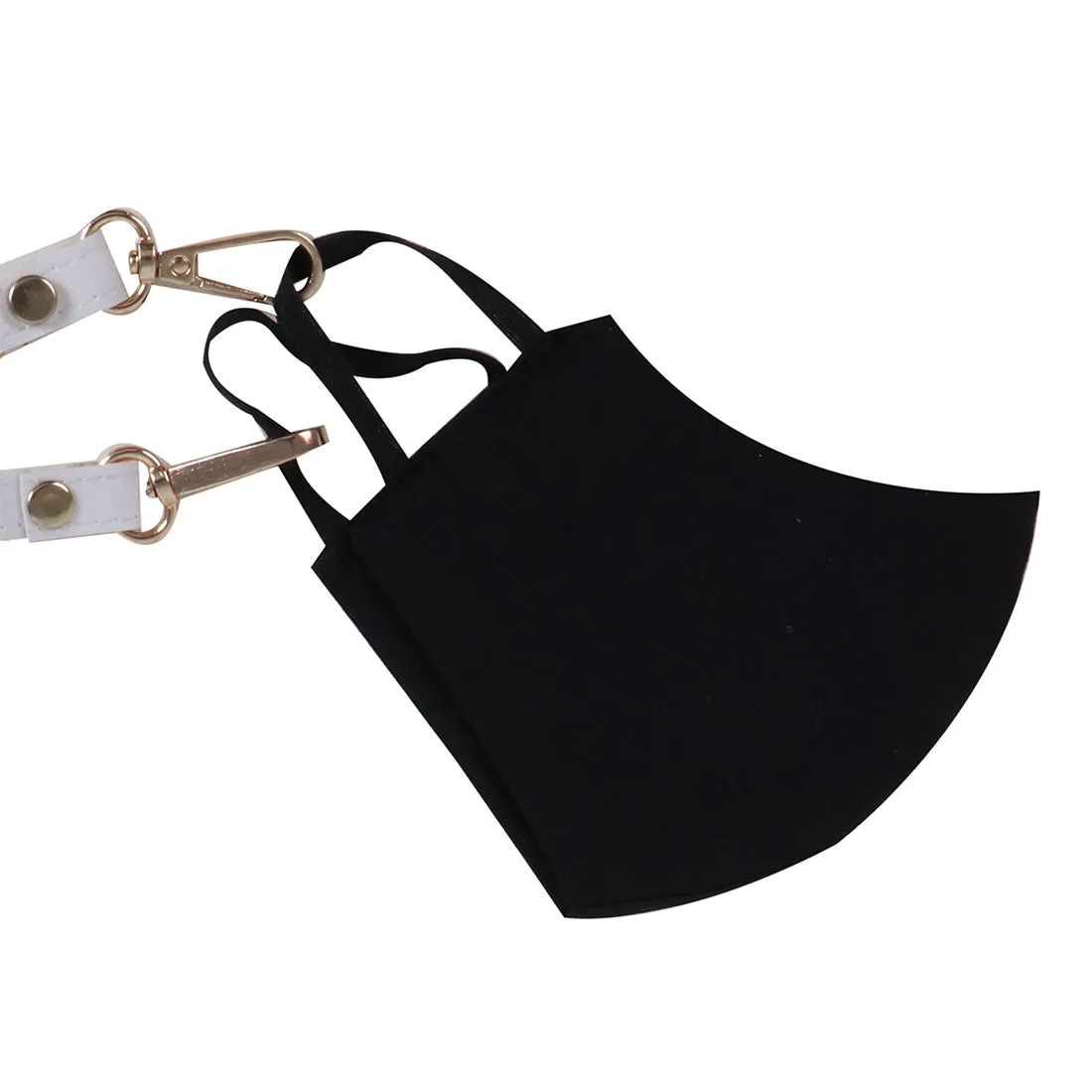 METALLIC GOLD-TONED CHAIN-LINK & WHITE LEATHER MASK CHAIN OR SUNGLASS CHAIN