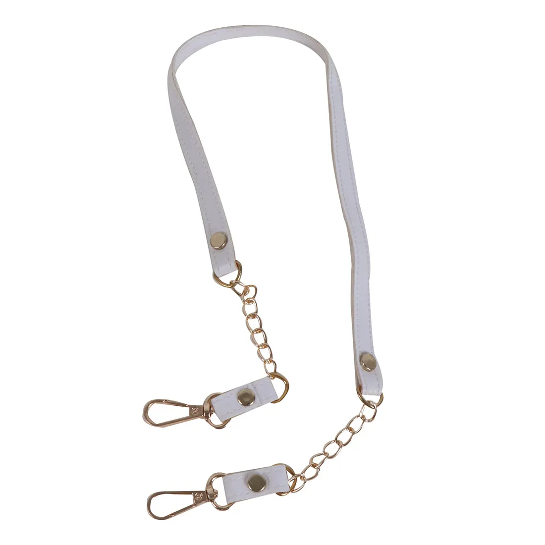 METALLIC GOLD-TONED CHAIN-LINK & WHITE LEATHER MASK CHAIN OR SUNGLASS CHAIN