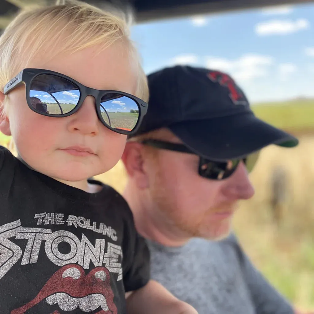 Mirror Lens Kids Black Sunglasses | Toddler/Junior/Adult
