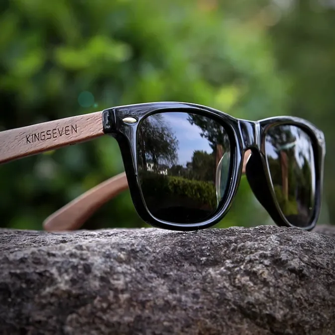 Mirrored Sunglasses Fashion Handmade Natural Wooden Men Sunglasses Polarized UV400 Eyewear