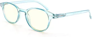 MODFANS Blue Light Shield Computer Reading Glasses 0.75 for Women Anti Blue Light UV Protection Classic Round Frame Low Color Lens