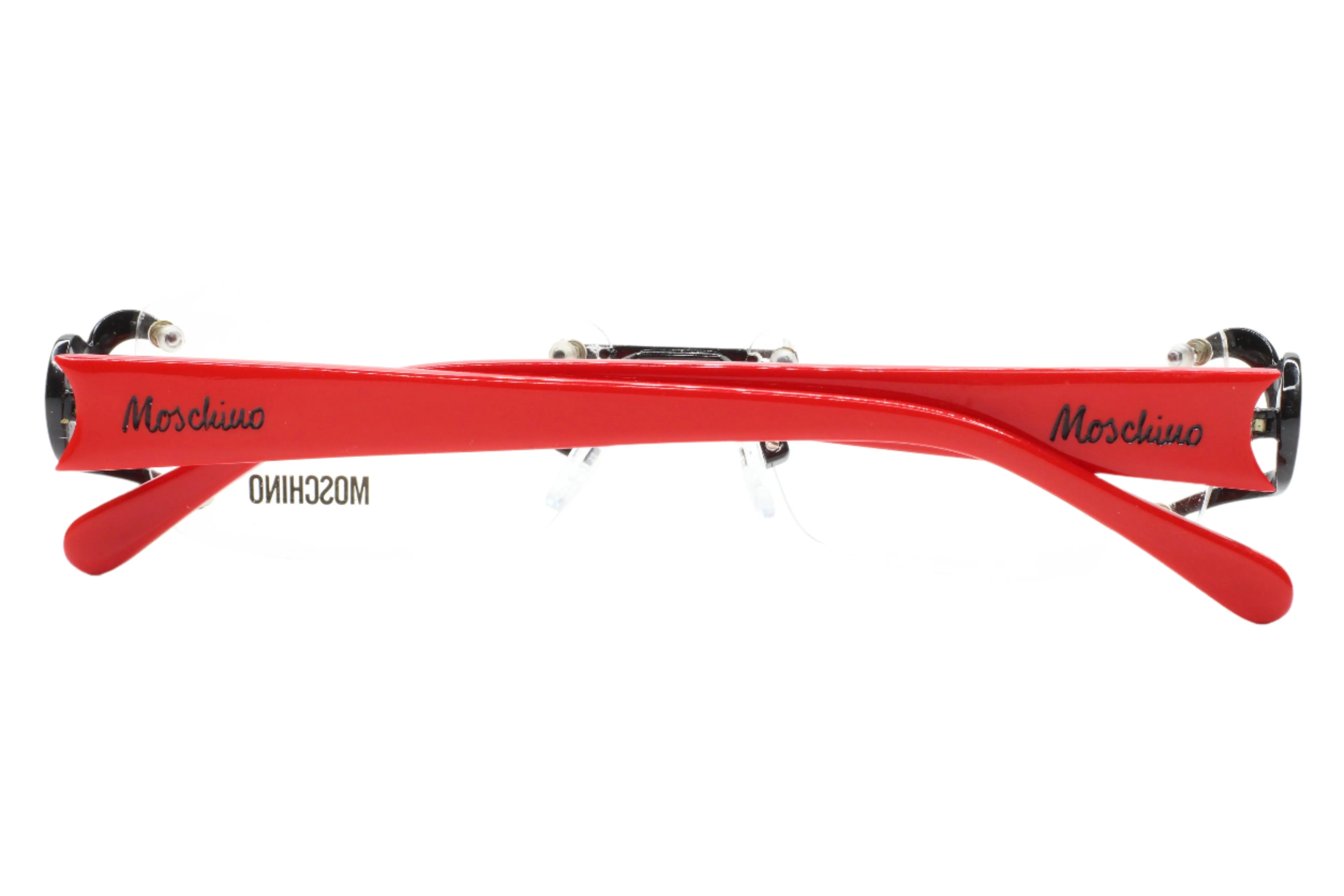 Moschino MO05303 Red Black Hearts Rimless Luxury Italy Eyeglasses