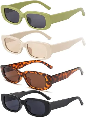Motorcycle 4pcs set Rectangle Frame Sunglasses For Women Men Candy Color Fashion Sun Glasses Vintage Outdoor Driving Goggles,4 Beige,one piece