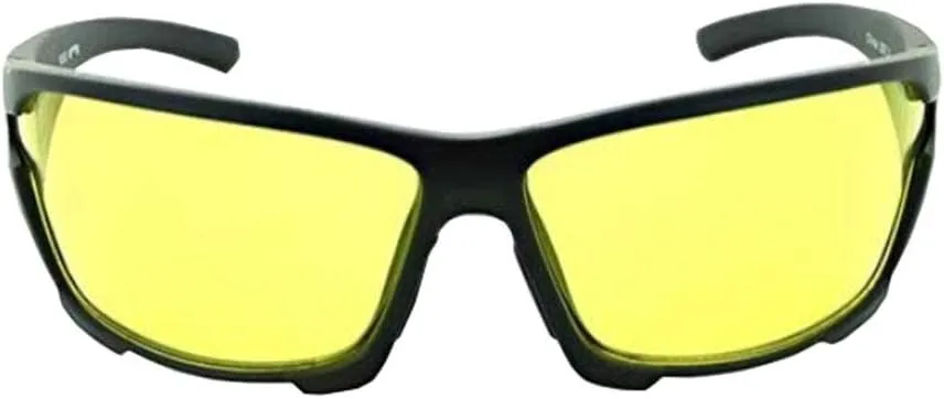 Mountain Shades Ergonomic Wrap Wind Sport Sunglasses - V10 Matte Black w/Toric Yellow Lens