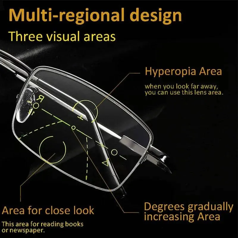 Multifunction Photochromeic Progressive Reading Glasses Driving Sunglasses