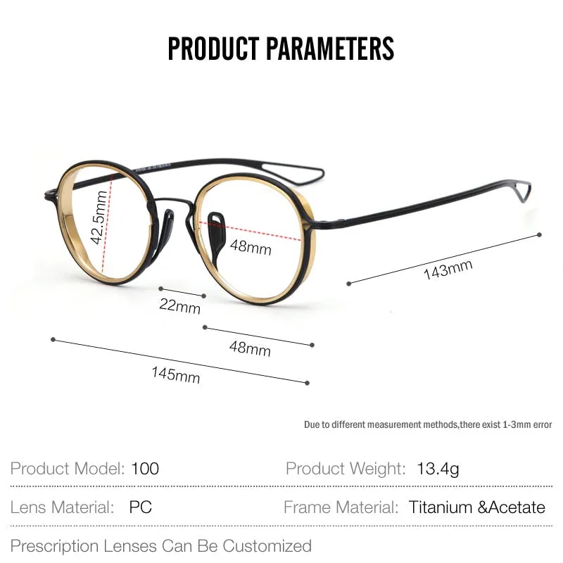 Muzz Men's Full Rim Oval Round Brushed Titanium Frame Eyeglasses Dlx22
