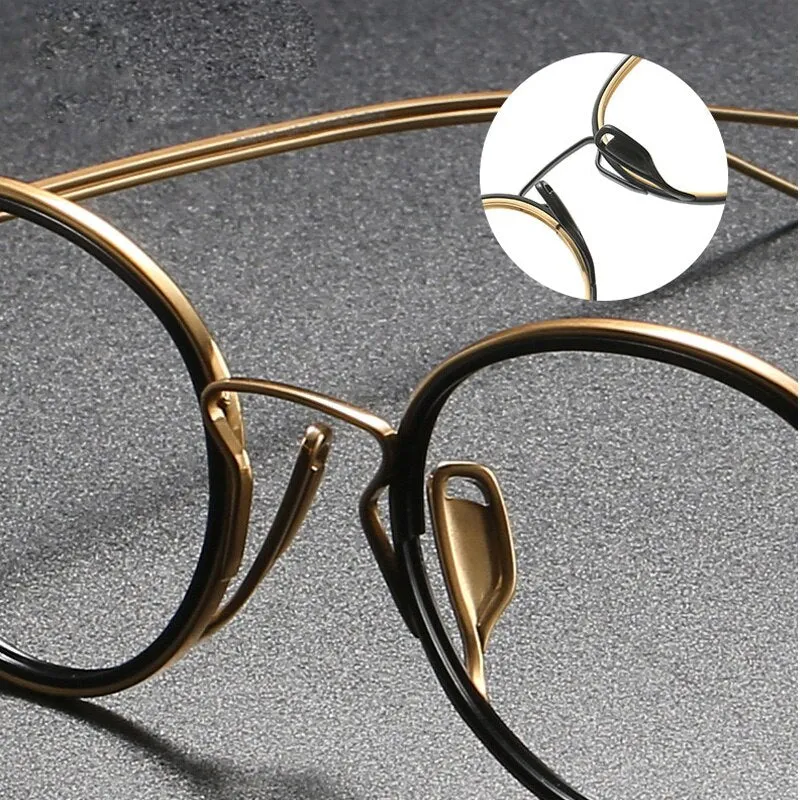 Muzz Men's Full Rim Oval Round Brushed Titanium Frame Eyeglasses Dlx22