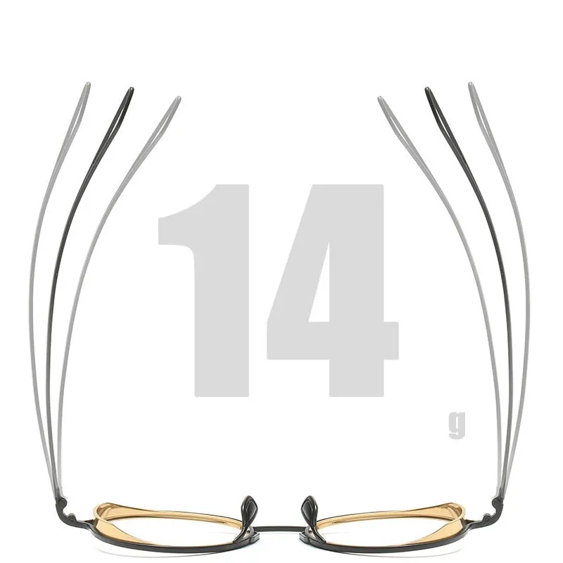 Muzz Men's Full Rim Oval Round Brushed Titanium Frame Eyeglasses Dlx22
