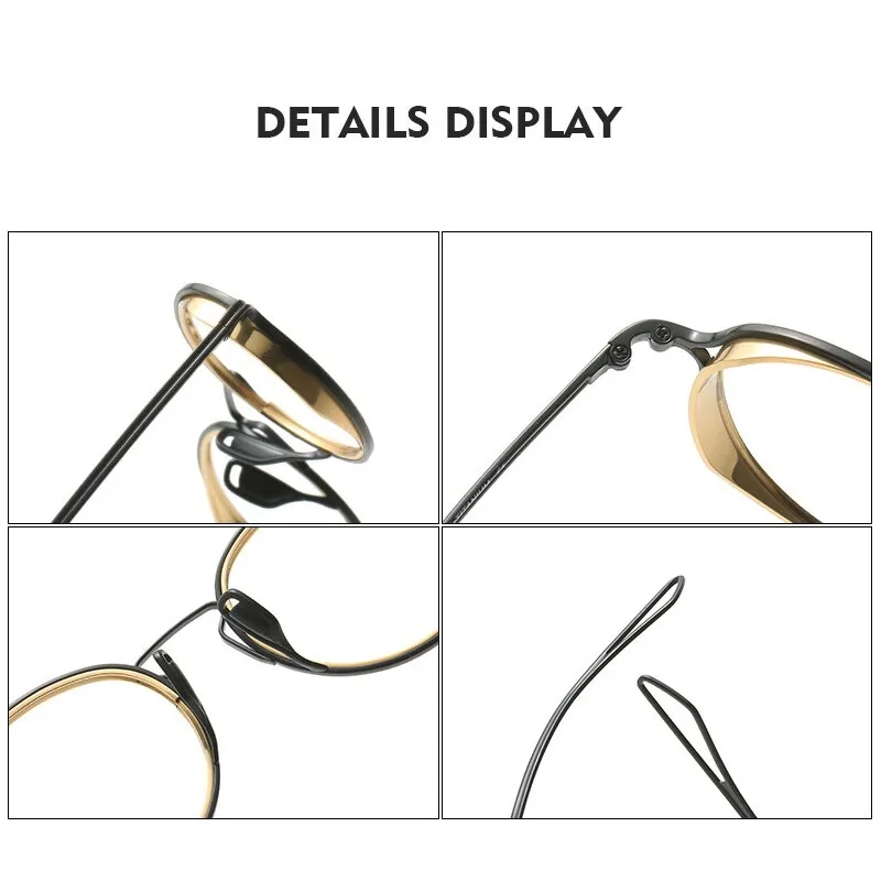 Muzz Men's Full Rim Oval Round Brushed Titanium Frame Eyeglasses Dlx22