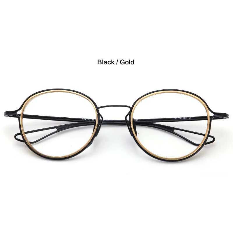Muzz Men's Full Rim Oval Round Brushed Titanium Frame Eyeglasses Dlx22