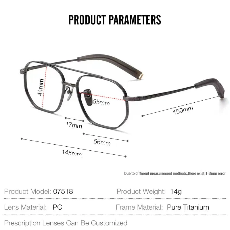 Muzz Men's Full Rim Round Titanium Double Rim Frame Eyeglasses Dlx07518