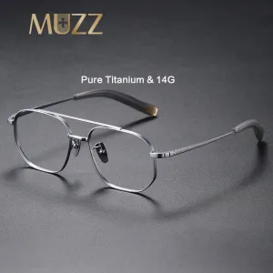 Muzz Men's Full Rim Round Titanium Double Rim Frame Eyeglasses Dlx07518
