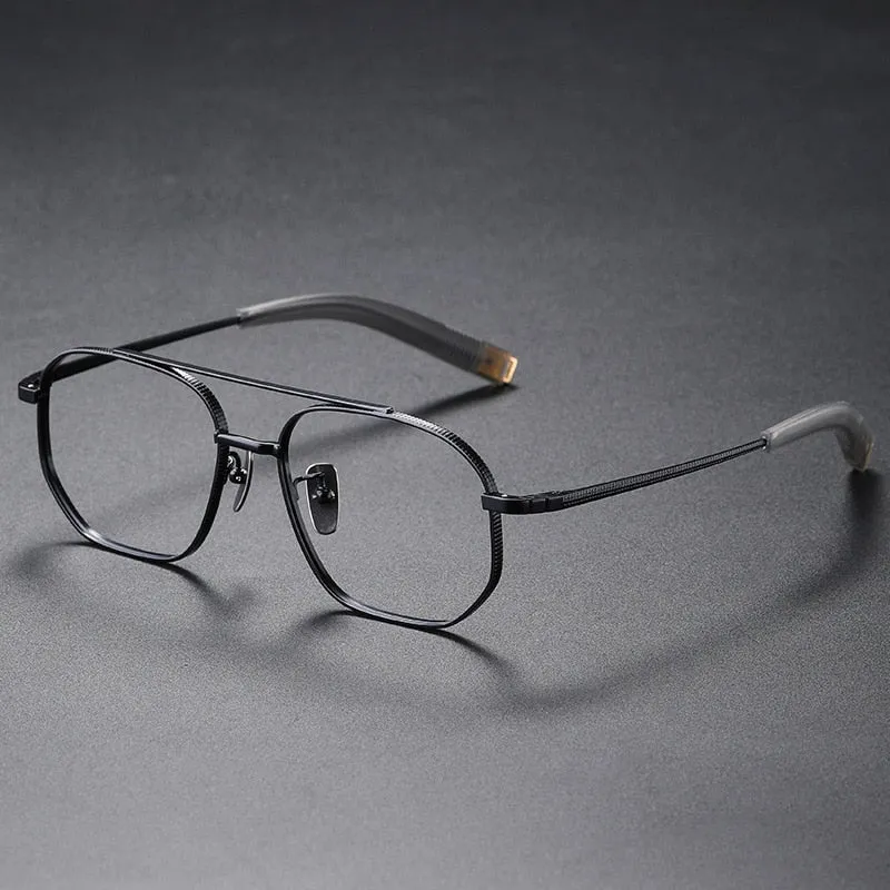 Muzz Men's Full Rim Round Titanium Double Rim Frame Eyeglasses Dlx07518