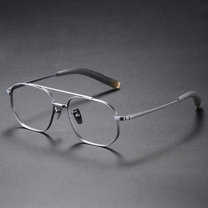 Muzz Men's Full Rim Round Titanium Double Rim Frame Eyeglasses Dlx07518
