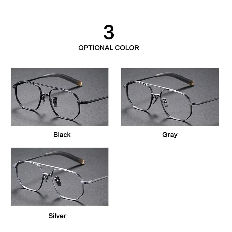 Muzz Men's Full Rim Round Titanium Double Rim Frame Eyeglasses Dlx07518