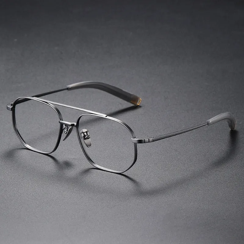 Muzz Men's Full Rim Round Titanium Double Rim Frame Eyeglasses Dlx07518