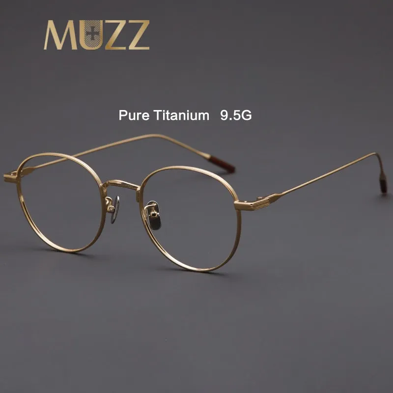Muzz Men's Full Rim Round Titanium Frame Eyeglasses 8084