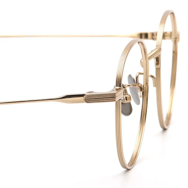 Muzz Men's Full Rim Round Titanium Frame Eyeglasses 8084