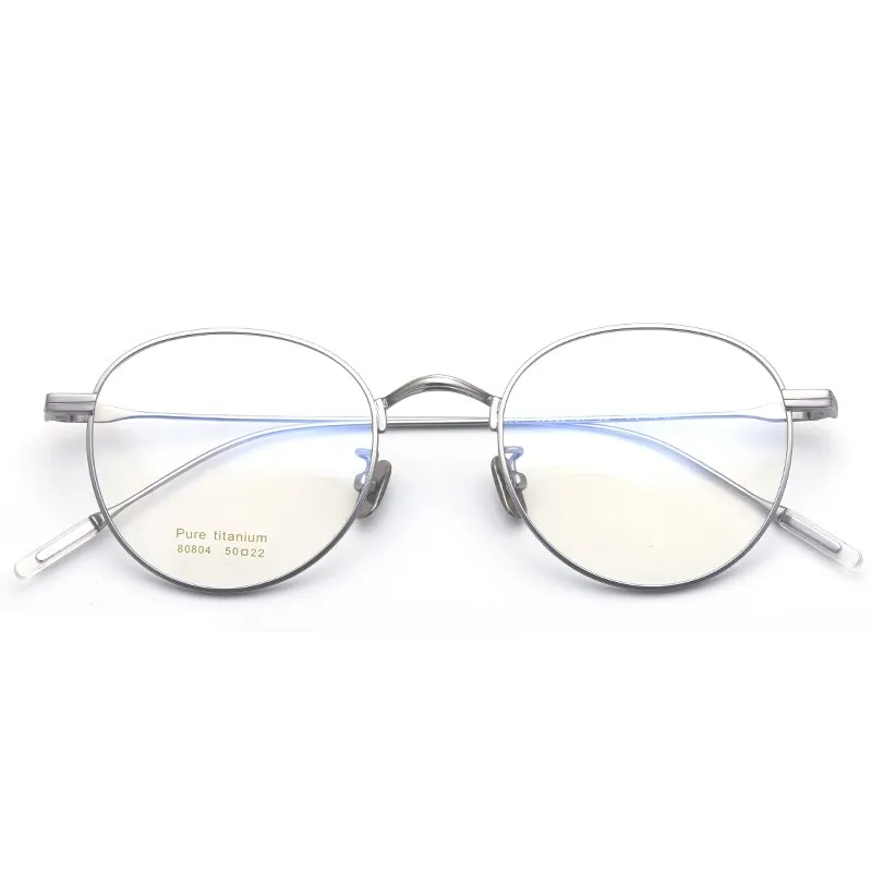 Muzz Men's Full Rim Round Titanium Frame Eyeglasses 8084